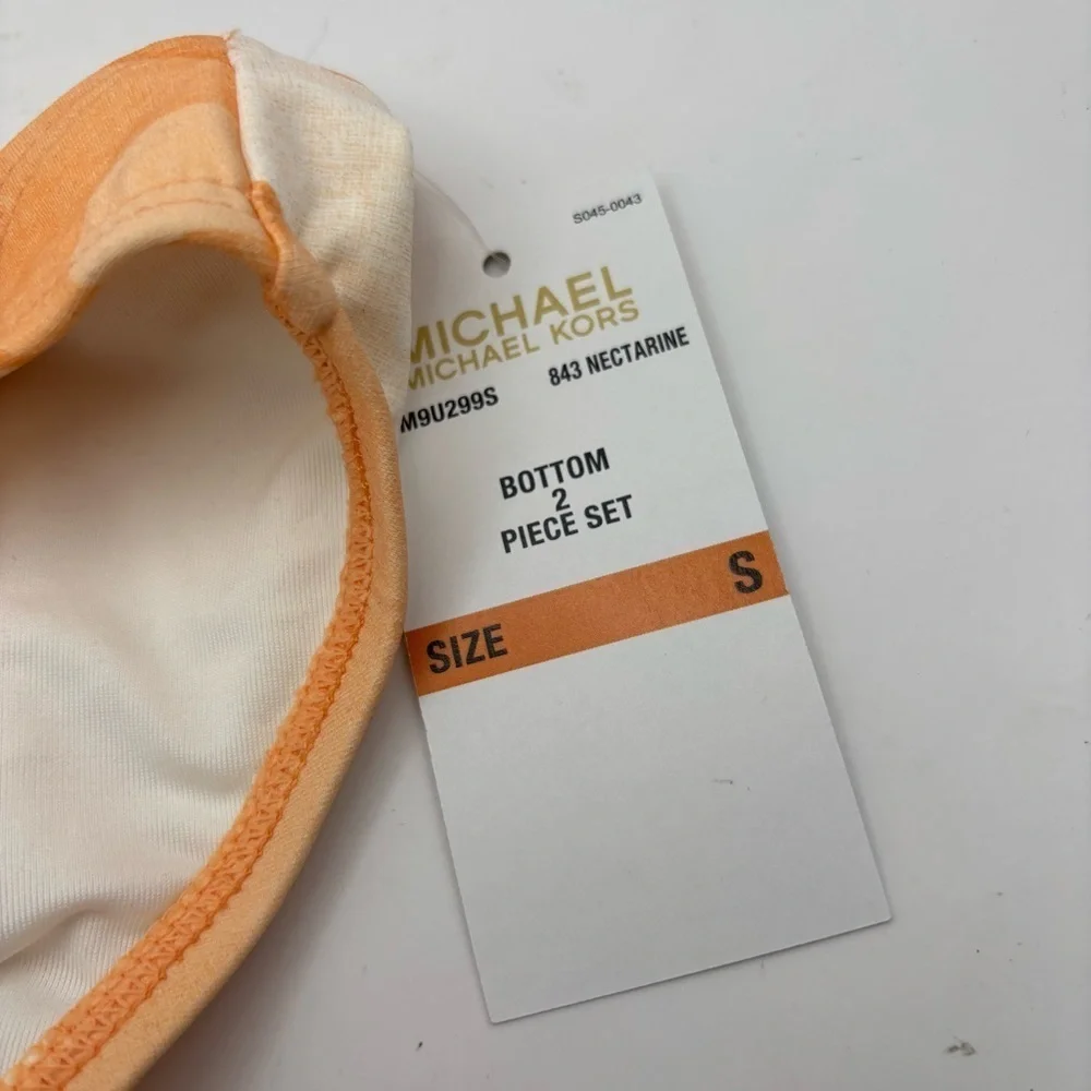 NWT Michael Kors Orange and White Bikini Set Size Small